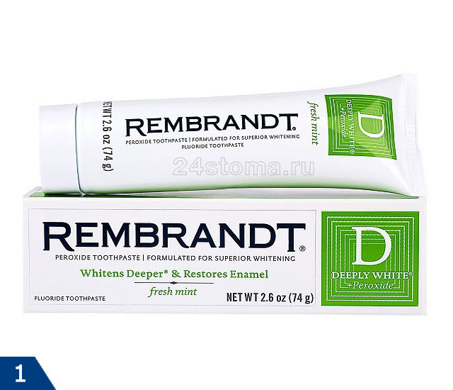 Отбеливающая зубная паста «REMBRANDT DEEPLY WHITE + Peroxide» (на основе пероксида карбамида)